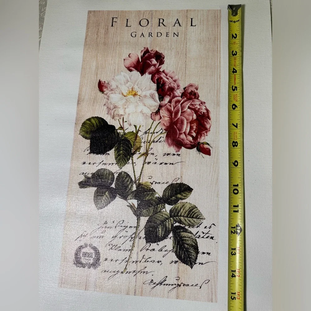 Printed art on loose unstretched Canvas Rose Cottage‎ Floral Garden Craft